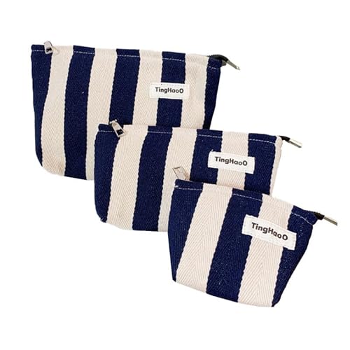 Make-up-Tasche Kosmetiktasche Frauen Mädchen Make-up Organizer Gestreifte Reise-Kulturbeutel für Reiseutensilien Make-up-Beutel (3 Stück) von MOISTRI