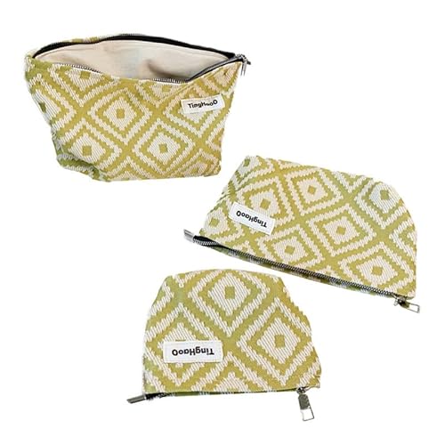 Make-up-Tasche Reise Kosmetiktasche Organizer Bohemia Kulturbeutel Make-up-Tasche mit rambomischem Muster für Frauen Mädchen (3 Stück) Grün von MOISTRI