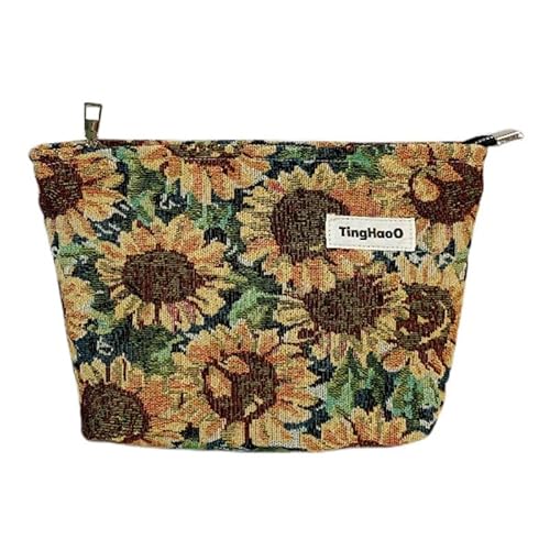 Make-up-Tasche Reise Kosmetiktasche Organizer Sonnenblumen Kulturbeutel Frauen Make Up Taschen mit Reißverschluss Reisetasche für Mädchen (Mittel) von MOISTRI