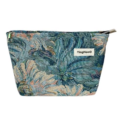 Make-up-Tasche mit Ölgemälde Blumen Muster Make-up-Organizer Reise-Kulturbeutel für Frauen Reisetasche Kosmetiktasche (Groß) von MOISTRI