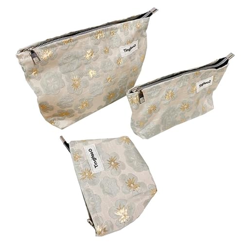 Make-up-Tasche süße Kosmetiktasche für Frauen Mädchen Florale ästhetische Kulturbeutel, Groß Travel Make Up Organizer Tasche (3 Stück) von MOISTRI