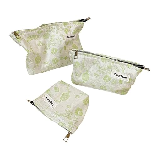 Niedliche Make-up-Tasche Blumen Reise Kulturbeutel Stickerei Make Up Taschen für Frauen Make-up Organizer Fall Kosmetiktasche (3 Stück) von MOISTRI