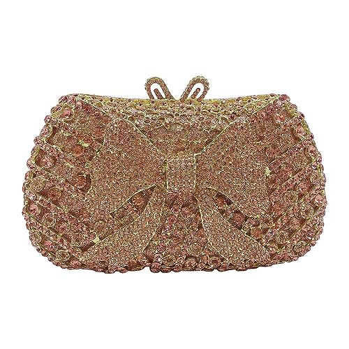 Strass Geldbörsen Fun Clutch Geldbörsen Strass Clutch Geldbörsen für Frauen Bling Geldbörse Damen Abend Handtaschen Schleife Gold von MOISTRI