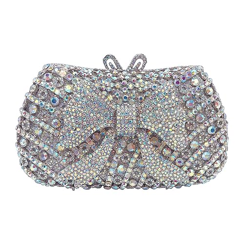 Strass Geldbörsen Fun Clutch Geldbörsen Strass Clutch Geldbörsen für Frauen Bling Geldbörse Damen Abend Handtaschen Schleife Silber von MOISTRI