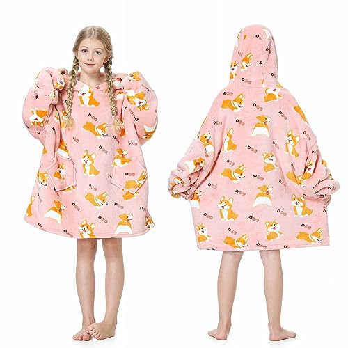 MOKANI ÜBergroßE Hoodie Decke Kinder mit äRmel Tragbare Kapuzenpullover, Super Weich Warmes Bequeme Sweatshirt mit Tasche füR Junge MäDchen von MOKANI