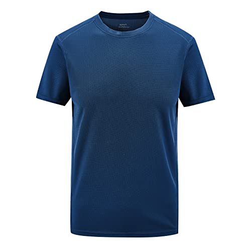 Herren T-Shirt Kurzarm V-Ausschnitt Vintage Slim Fit Schlankmacher Übergrößen Kurzarmhemd Atmungsaktive Shirts Men's Strand Lustig Lang Fitness Tshirts Kleidung Blau 6XL Q611 von MOKBAY