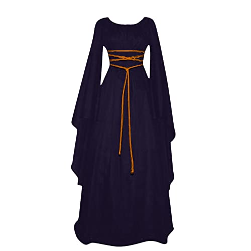 Langarm Hippie Kostüm Damen Kleid Halloween Mittelalter Kleidung Damen Mittelalter Vintage Hexen Kleid Fasching Kostüm VampirKostüm Woman Dress Halloween Erwachsene Marine XXL Langarm Hippie Kostüm Damen Kleid Halloween Mittelalter Kleidung Damen Mittelalter Vintage Hexen Kleid Fasching Kostüm VampirKostüm Woman Dress Halloween Erwachsene Marine XXL von MOKBAY