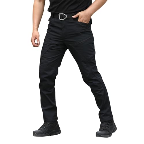 MOKBAY Arbeitshose Schwarz Herren Safari Cargohose Armee Gemütliche Cargohose Herren Stretch Baggy Hosen Tactical Einsatzhose Camouflage Schwarze L von MOKBAY