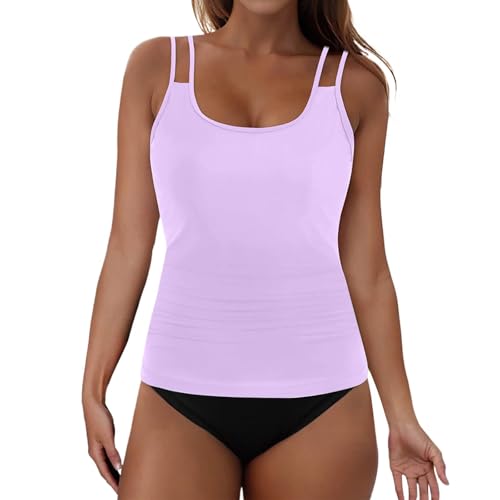 MOKBAY Bikini Damen Neckholder Mit Cups Schwarz Tanga Bikini-Sets Zweiteilig Sommer Sportlich Bademode Für Damen Plus Size Swimming Curvy Badekleid XXL von MOKBAY