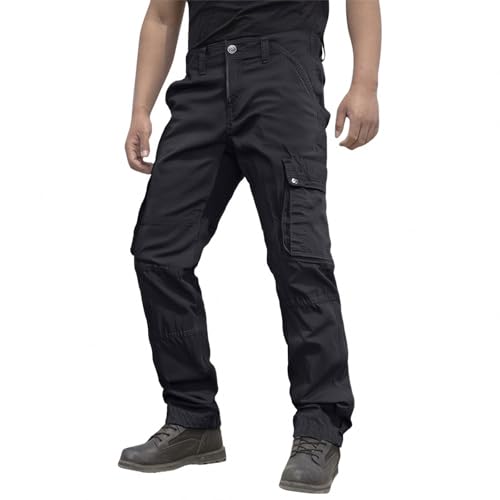 MOKBAY Cargohose Herren Stretch Security Hose Schwarze Arbeitshose Taktische Baggy Armee Gemütliche Army Outdoorhose Arbeitshose Schwarz XXL von MOKBAY