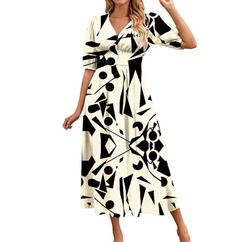 MOKBAY Kleid Damen Festlich Lang Sommer Fashion Damenkleid Gestreift Sommerkleider Kleider Lang Elegant Maxi Grüne Kleid Strand Damen Kleider Sommer L von MOKBAY