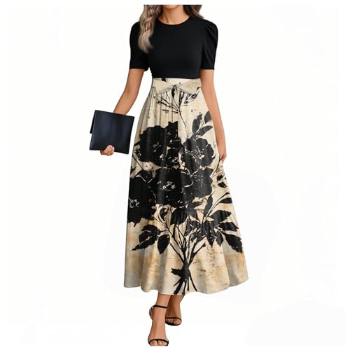 MOKBAY Kleid Strand Damen Beige Langes Damen Sommer Elegant Kleid Weiß Lang Sommerkleider Farbverlauf Lange Kleider Sommer Strandkleid Schöne M von MOKBAY