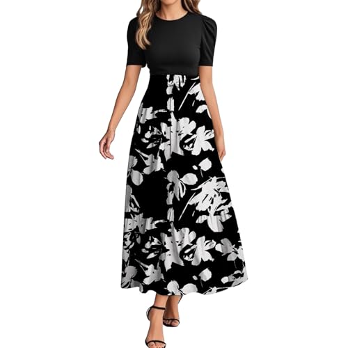 MOKBAY Kleider Damen Sommer Plus Size Kleid Farbverlauf Schick Kleider Sommer Lang Sommerkleider Strandkleid Lange Blau Strand Kleid Strickkleid Damen Lang XXL von MOKBAY