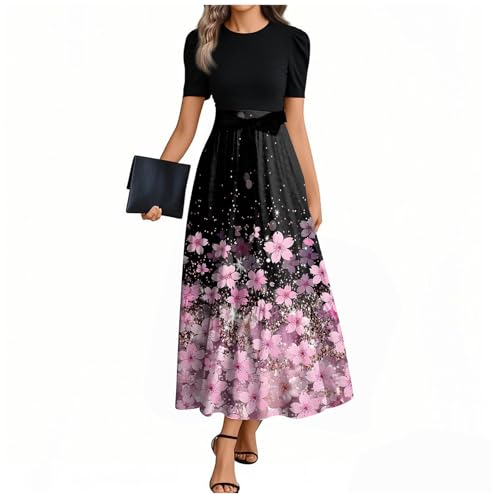 MOKBAY Kleider Lang Sommer Kleid Damen Sommer Sommerkleider Schwarze Maxi Fit Kleid Elegant Lang Einfarbige Schlauchkleid Damenkleider Festliche Kleider für Damen XL von MOKBAY