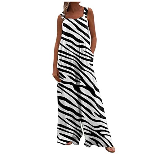 MOKBAY Kostüme Erwachsene Lässiger Anzug Wickelkleid Anzug Weite Einteiler Damen Skims Negligee Overall Skinny Gummibund Onesie Damen D-Zebra XL 501 von MOKBAY