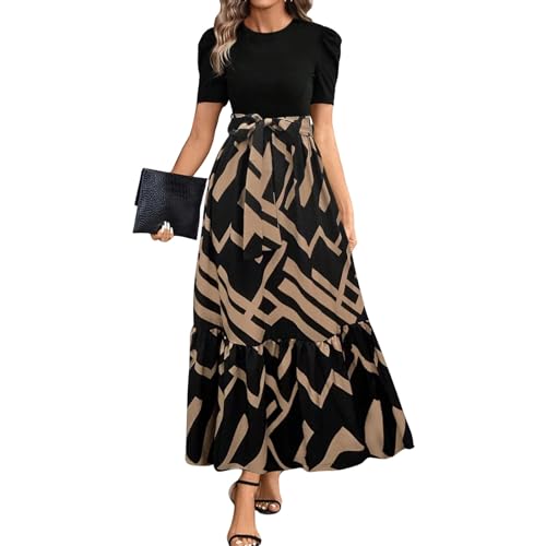 MOKBAY Maxi Kleider für Damen Sommer Weißes Kleid Lang Long Weiß Blümchenkleid Schickes Elegantes Blumenprint Boho Kleider Lang a Linien Kleid Damen Sommer Sommerkleid XL von MOKBAY