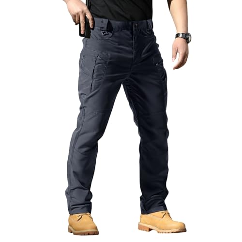 MOKBAY Schwarze Security Arbeitshose Herren Einsatzhose Arbeitshose Outdoor Baggy Tactical Safari Hose Dschungelcamp Cargohose Herren Stretch S von MOKBAY