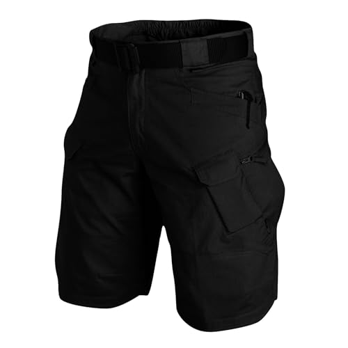 MOKBAY Men Shorts mit Taschen Arbeitsshorts Herren Camo Schwarz Große Größen Cargo Bermuda Shorts Arbeitshosen Herren-Cargohosen Work Sweathose Leichte Offerta Lampo Di Oggi 3XL von MOKBAY