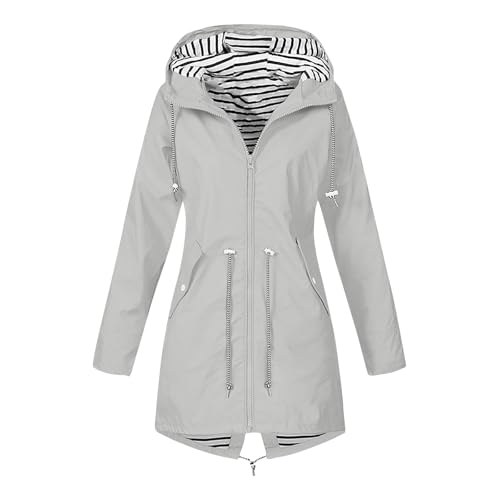 MOKBAY Schietwetter Regenjacke Damen Leichte Lang Outdoorjacke Übergangsjacke Outdoor mit Kapuze Softshelljacke für Wasserdicht Regenmantel Lang Regenmantel Regenjacke Wasserdicht Damen S von MOKBAY