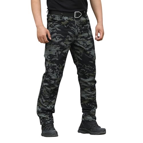 MOKBAY Hosen Flecktarn Freizeithose Rote Cargohose Herren Schwarz Security Militär Outdoor Arbeitshosen Dschungelcamp Arbeit Arbeitshosen Männer Stretch XXL von MOKBAY