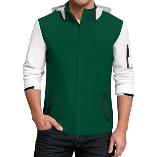 Regenjacke Herren Atmungsaktiv Waterproof Laufjacke Langer Regenmantel Arbeit Motorrad Regencape Übergangsjacke Herbst Atmungsaktiv Windbreaker mit Kapuze Leichte Leichte Regenjacke Herren 4XL von MOKBAY