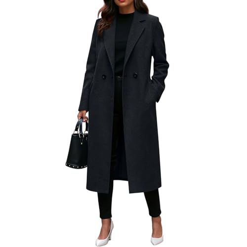 Woll Mantel Damen Herbst Wolljacke Elegante Jacke Winter Dicke Leichte Steppjacke Wollmantel Große Größen Wolle Übergang Parka Mantel Wintermantel Wolle Damen 3XL von MOKBAY