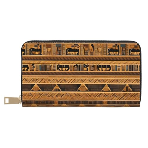 MOKESHN Ägyptische Freskoes Leder Geldbörse Unisex Lange Geldbörse Business Reißverschluss Mehrere Kartenfächer Große Kapazität Mode Lässige Brieftasche Weiß von MOKESHN
