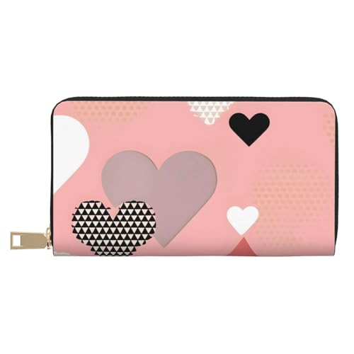 MOKESHN Abstrakte Liebesdiagramm Leder Geldbörse Unisex Lange Geldbörse Business Reißverschluss Mehrere Kartenfächer Große Kapazität Mode Lässige Brieftasche Weiß Einheitsgröße von MOKESHN