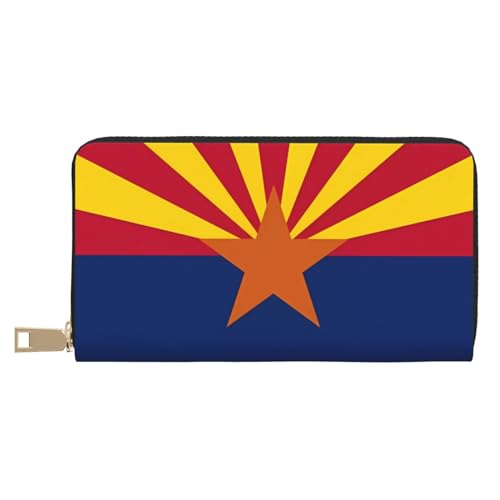 MOKESHN Arizona Flag Leder Geldbörse Unisex Lange Geldbörse Business Reißverschluss Mehrere Kartenfächer Große Kapazität Mode Casual Wallet von MOKESHN