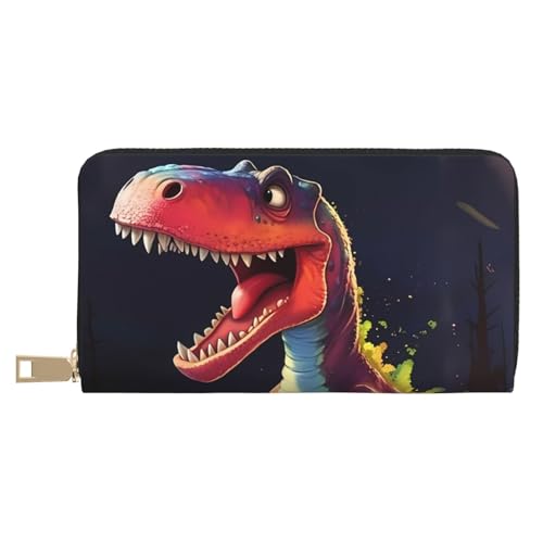 MOKESHN Big-Mouthed Dinosaurier Leder Geldbörse Unisex Lange Geldbörse Business Reißverschluss Mehrere Kartenfächer Große Kapazität Mode Casual Wallet Weiß One Size von MOKESHN
