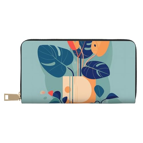 MOKESHN Blau Orange Turtleback Bambus Leder Geldbörse Unisex Lange Geldbörse Business Reißverschluss Mehrere Kartenfächer Große Kapazität Mode Casual Wallet Weiß Einheitsgröße von MOKESHN