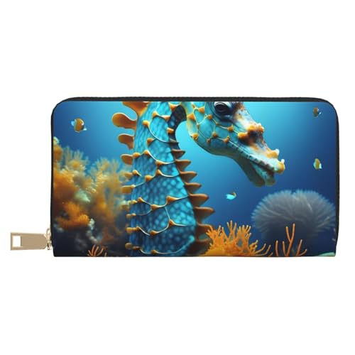 MOKESHN Blaue Seepferdchen Leder Geldbörse Unisex Lange Geldbörse Business Reißverschluss Mehrere Kartenfächer Große Kapazität Mode Casual Wallet Weiß MOKESHN Blaue Seepferdchen Leder Geldbörse Unisex Lange Geldbörse Business Reißverschluss Mehrere Kartenfächer Große Kapazität Mode Casual Wallet Weiß von MOKESHN