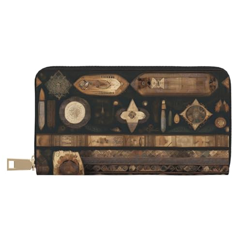 MOKESHN Bohemian Style Leder Geldbörse Unisex Lange Geldbörse Business Reißverschluss Mehrere Kartenfächer Große Kapazität Mode Casual Wallet MOKESHN Bohemian Style Leder Geldbörse Unisex Lange Geldbörse Business Reißverschluss Mehrere Kartenfächer Große Kapazität Mode Casual Wallet von MOKESHN
