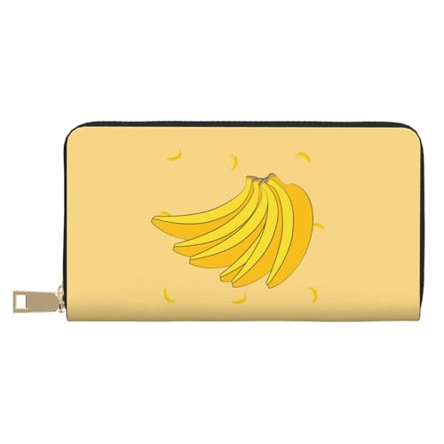 MOKESHN Cartoon Banana Leder Geldbörse Unisex Lange Geldbörse Business Reißverschluss Mehrere Kartenfächer Große Kapazität Mode Lässige Brieftasche Weiß Einheitsgröße von MOKESHN