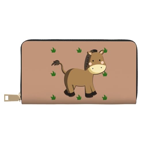 MOKESHN Cartoon Esel Leder Geldbörse Unisex Lange Geldbörse Business Reißverschluss Mehrere Kartenfächer Große Kapazität Mode Lässig Brieftasche Weiß Weiß Einheitsgröße Casual von MOKESHN
