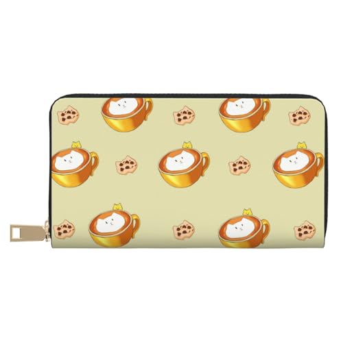 MOKESHN Cartoon Katze Kaffee Leder Geldbörse Unisex Lange Geldbörse Business Reißverschluss Mehrere Kartenfächer Große Kapazität Mode Lässige Brieftasche Weiß MOKESHN Cartoon Katze Kaffee Leder Geldbörse Unisex Lange Geldbörse Business Reißverschluss Mehrere Kartenfächer Große Kapazität Mode Lässige Brieftasche Weiß von MOKESHN