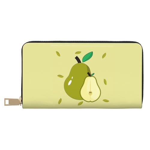 MOKESHN Cartoon Pear Leder Geldbörse Unisex Lange Geldbörse Business Reißverschluss Mehrere Kartenfächer Große Kapazität Mode Lässige Brieftasche Weiß Einheitsgröße von MOKESHN