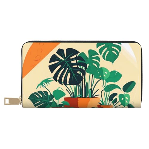 MOKESHN Cartoon Turtle Back Bambus Leder Geldbörse Unisex Lange Geldbörse Business Reißverschluss Mehrere Kartenfächer Große Kapazität Mode Casual Wallet von MOKESHN