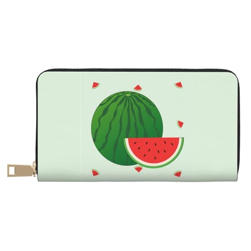MOKESHN Cartoon Wassermelone Leder Geldbörse Unisex Lange Geldbörse Business Reißverschluss Mehrere Kartenfächer Große Kapazität Mode Lässig Brieftasche Weiß Einheitsgröße von MOKESHN