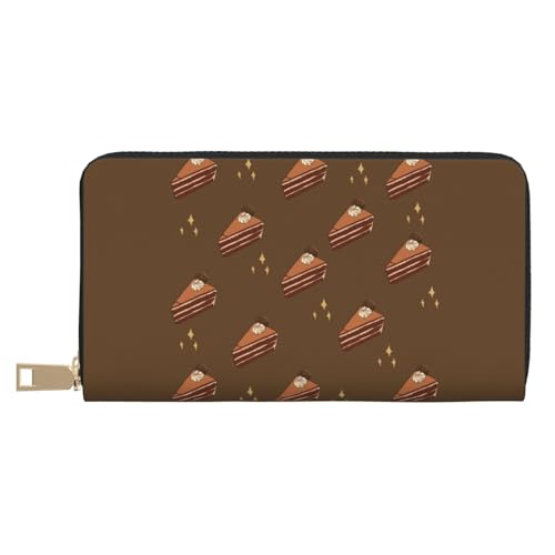 MOKESHN Chocolate Squares Kuchen Leder Geldbörse Unisex Lange Geldbörse Business Reißverschluss Mehrere Kartenfächer Große Kapazität Mode Casual Wallet von MOKESHN