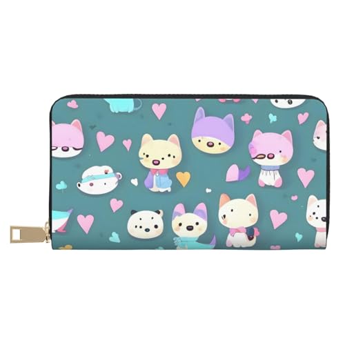 MOKESHN Cute Little Fox Leder Geldbörse Unisex Lange Geldbörse Business Reißverschluss Mehrere Kartenfächer Große Kapazität Mode Casual Wallet Weiß von MOKESHN