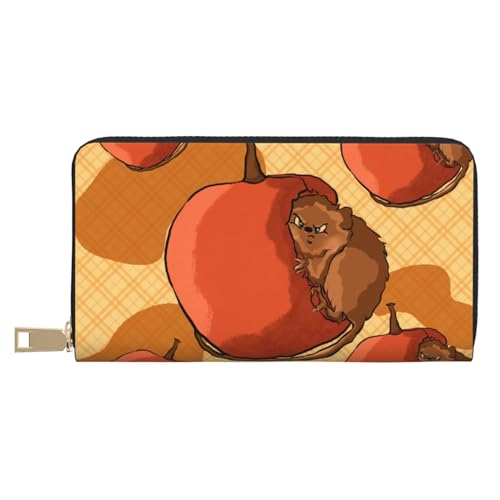 MOKESHN Cute Little Hamster Leder Geldbörse Unisex Lange Geldbörse Business Reißverschluss Mehrere Kartenfächer Große Kapazität Mode Casual Wallet Weiß von MOKESHN