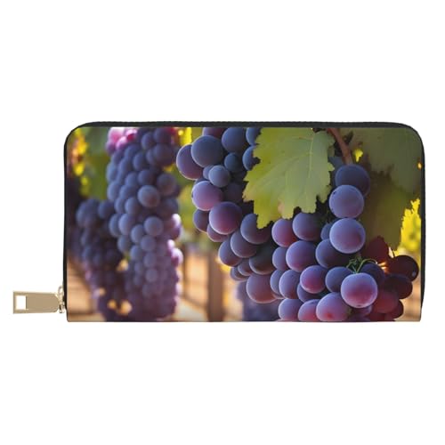 MOKESHN Desert Grapes Leder Geldbörse Unisex Lange Geldbörse Business Reißverschluss Mehrere Kartenfächer Große Kapazität Mode Lässige Brieftasche von MOKESHN
