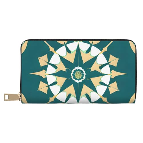 MOKESHN Exotic Style Floral Leder Geldbörse Unisex Lange Geldbörse Business Reißverschluss Mehrere Kartenfächer Große Kapazität Mode Casual Wallet Weiß One Size von MOKESHN