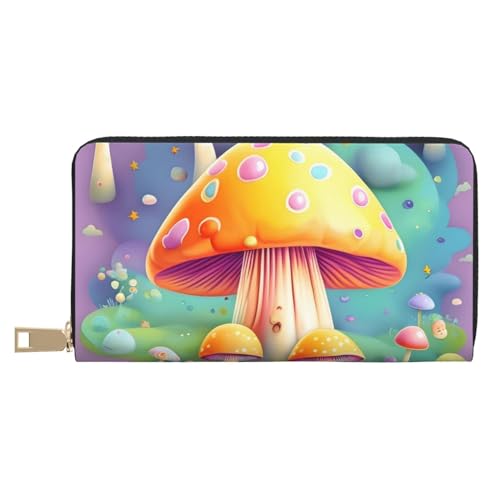 MOKESHN Fantasy Dream Pilz Leder Geldbörse Unisex Lange Geldbörse Business Reißverschluss Mehrere Kartenfächer Große Kapazität Mode Casual Wallet Weiß Einheitsgröße von MOKESHN