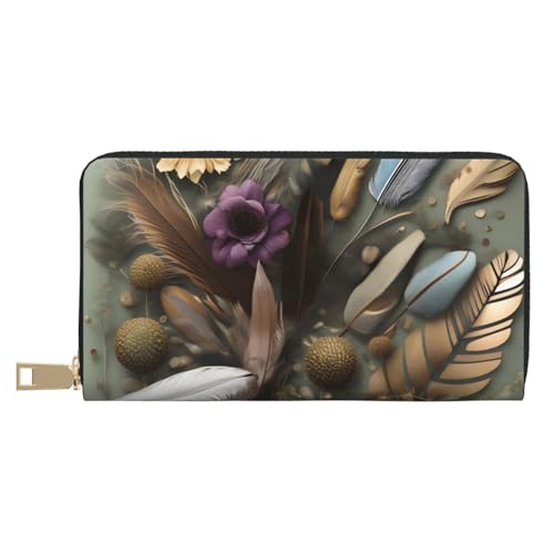 MOKESHN Federblume Leder Geldbörse Unisex Lange Geldbörse Business Reißverschluss Mehrere Kartenfächer Große Kapazität Mode Casual Brieftasche MOKESHN Federblume Leder Geldbörse Unisex Lange Geldbörse Business Reißverschluss Mehrere Kartenfächer Große Kapazität Mode Casual Brieftasche von MOKESHN