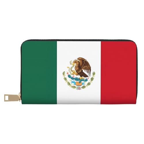 MOKESHN Flag Of Mexico Leder Geldbörse Unisex Lange Geldbörse Business Reißverschluss Mehrere Kartenfächer Große Kapazität Mode Casual Wallet Weiß Einheitsgröße von MOKESHN