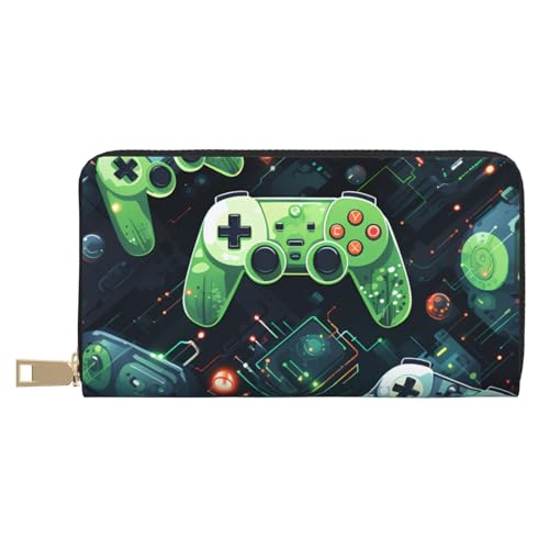 MOKESHN Gamepad Circuit Version Leder Geldbörse Unisex Lange Geldbörse Business Reißverschluss Mehrere Kartenfächer Große Kapazität Mode Casual Wallet von MOKESHN
