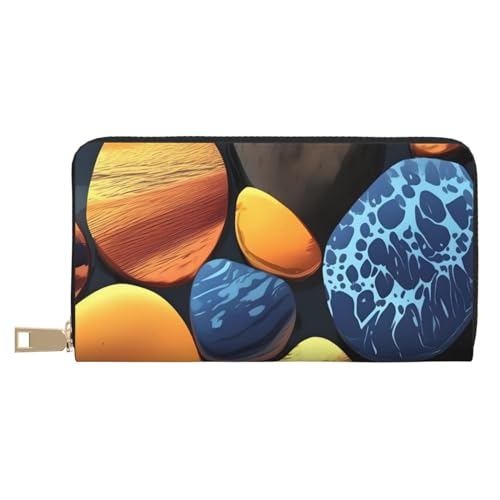 MOKESHN Gelbe Kieselsteine Leder Geldbörse Unisex Lange Geldbörse Business Reißverschluss Mehrere Kartenfächer Große Kapazität Mode Lässige Brieftasche von MOKESHN