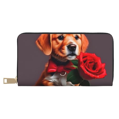 MOKESHN Gentleman-Like Dog Leder Geldbörse Unisex Lange Geldbörse Business Reißverschluss Mehrere Kartenfächer Große Kapazität Mode Casual Wallet Weiß von MOKESHN